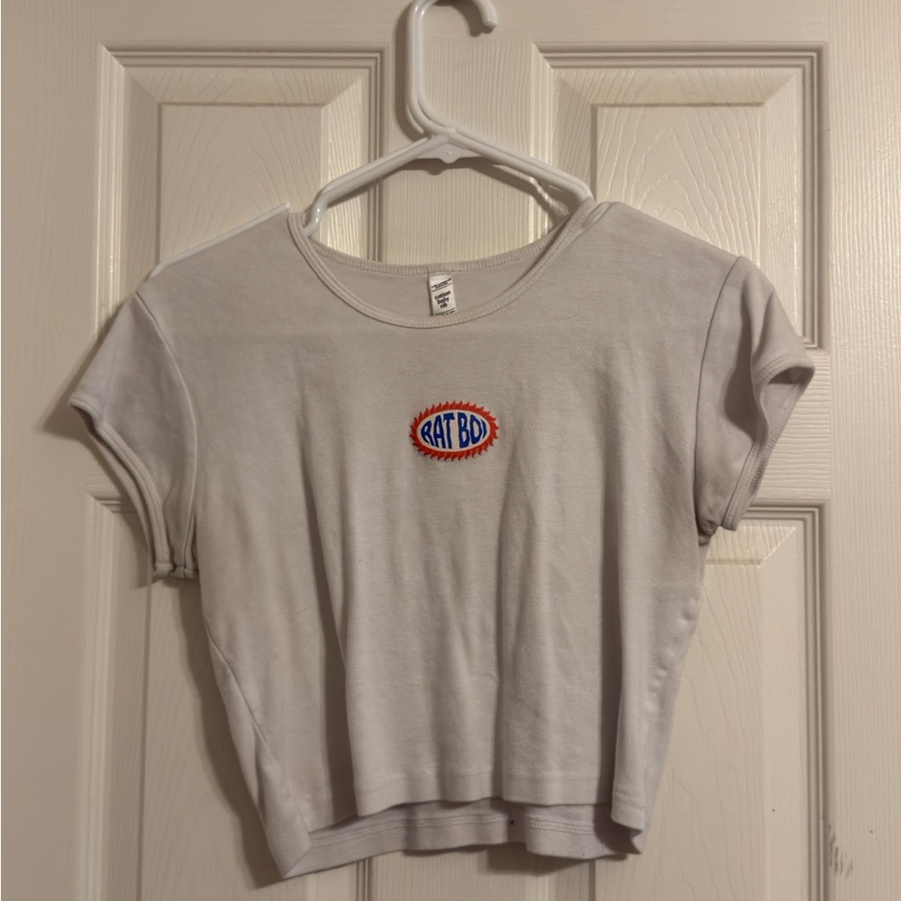 White Crop Top with Rat Boy Logo